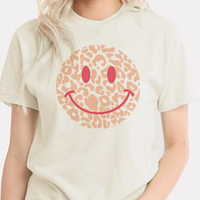 All Smiles Leopard Smiley Face T-Shirt